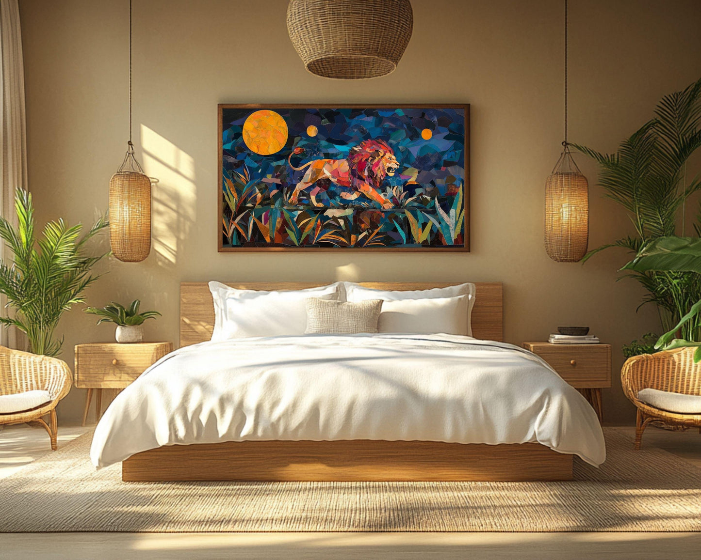 African Lion Canvas Print Vibrant Wildlife Wall Art
