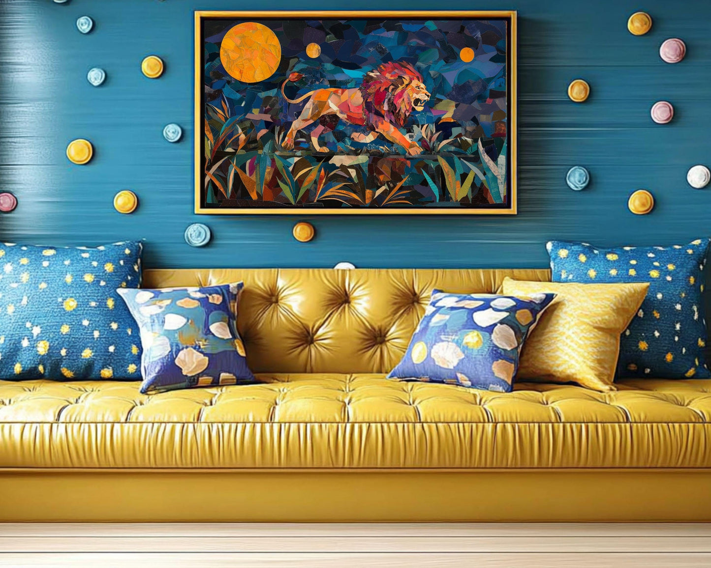 African Lion Canvas Print Vibrant Wildlife Wall Art