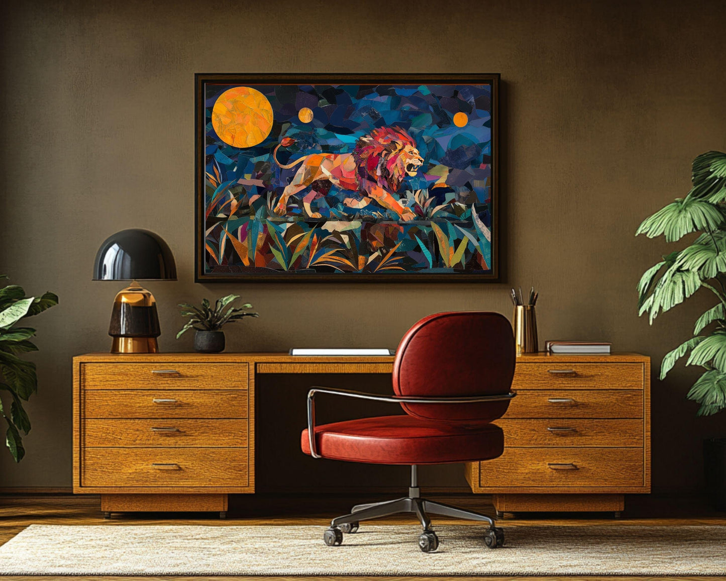 African Lion Canvas Print Vibrant Wildlife Wall Art
