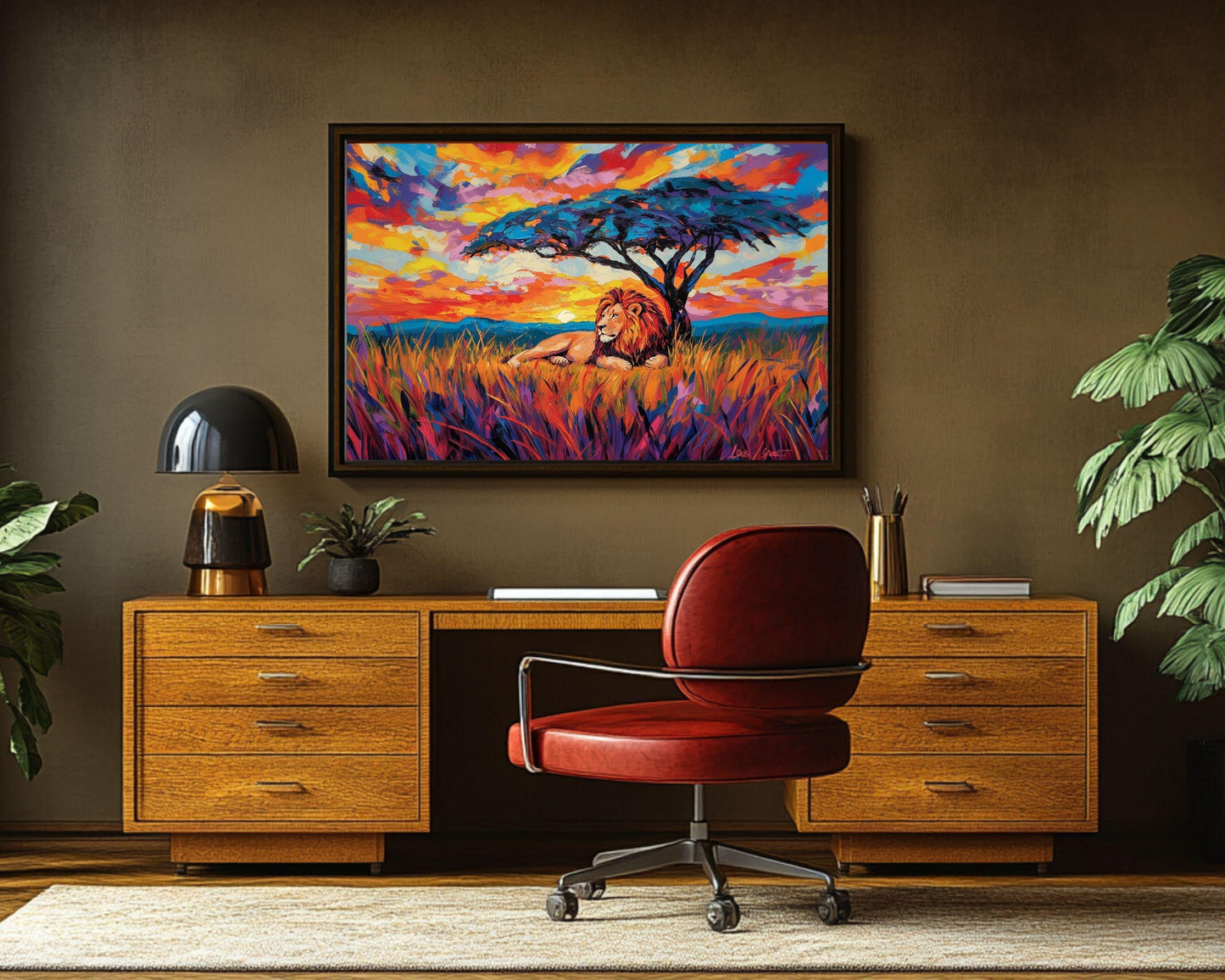 Black Art Lion African American Wall Art African Sunset Canvas