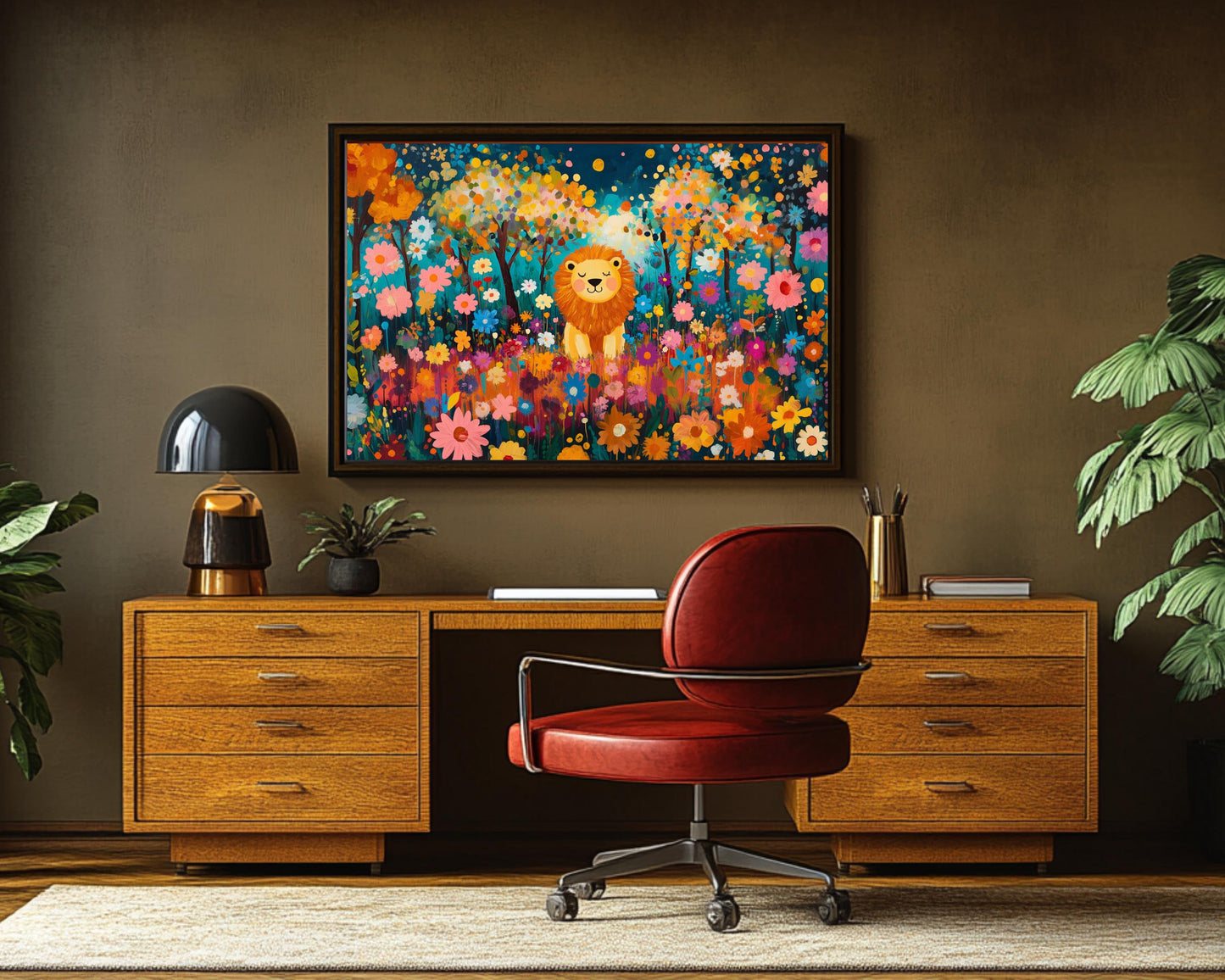 Black Art Lion Canvas African American Wall Decor