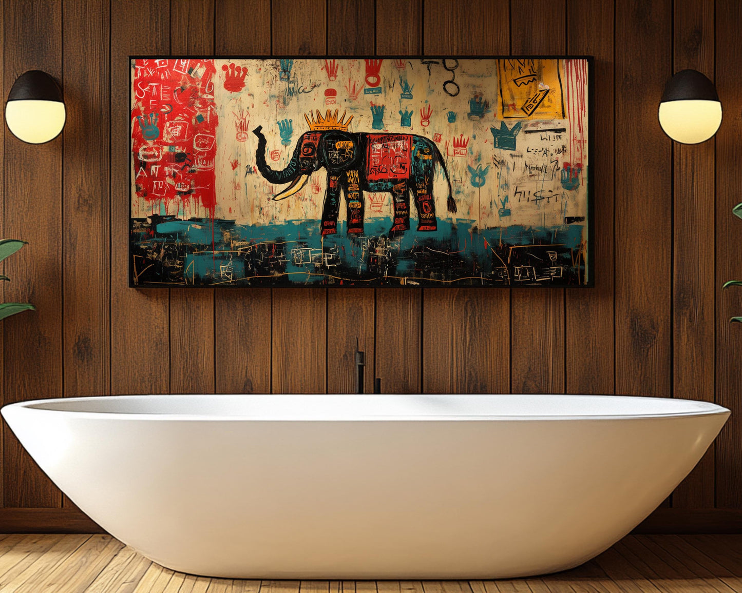 Graffiti Crown Elephant Affordable Black Art