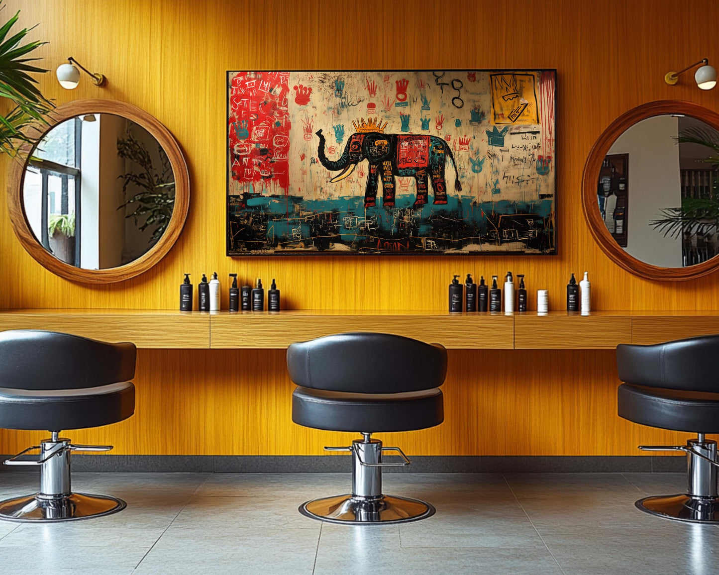 Graffiti Crown Elephant Affordable Black Art