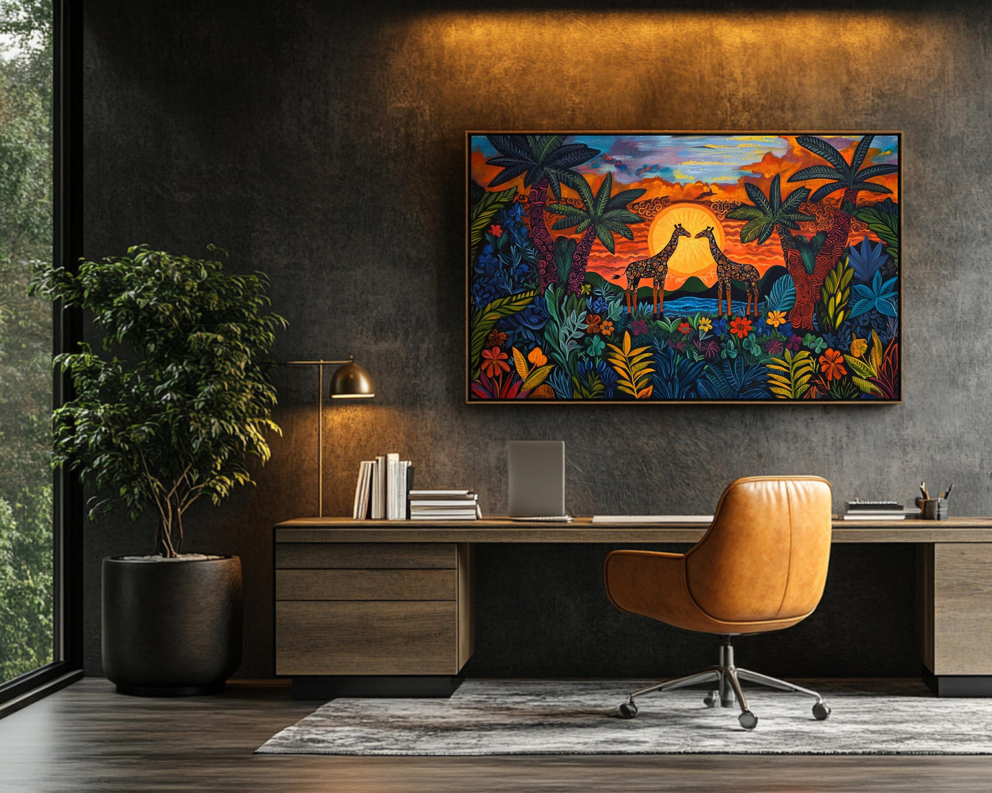 Black Artwork Giraffes African American Wall Art Wildlife Decor