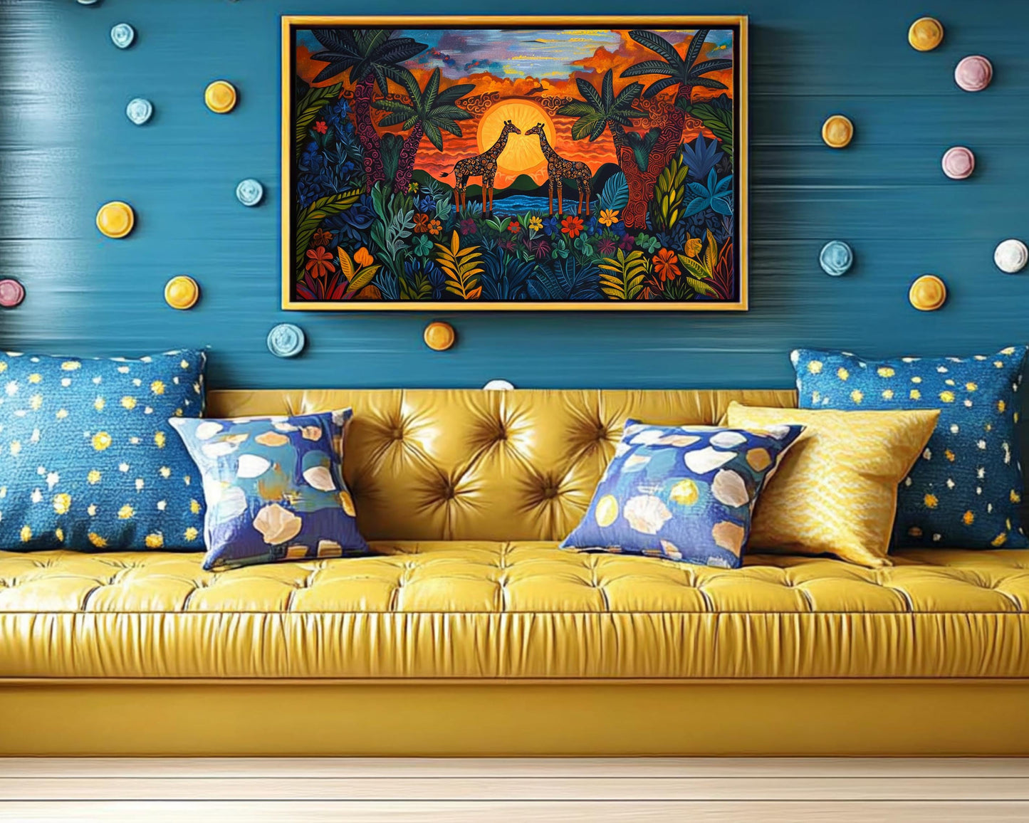 Black Artwork Giraffes African American Wall Art Wildlife Decor