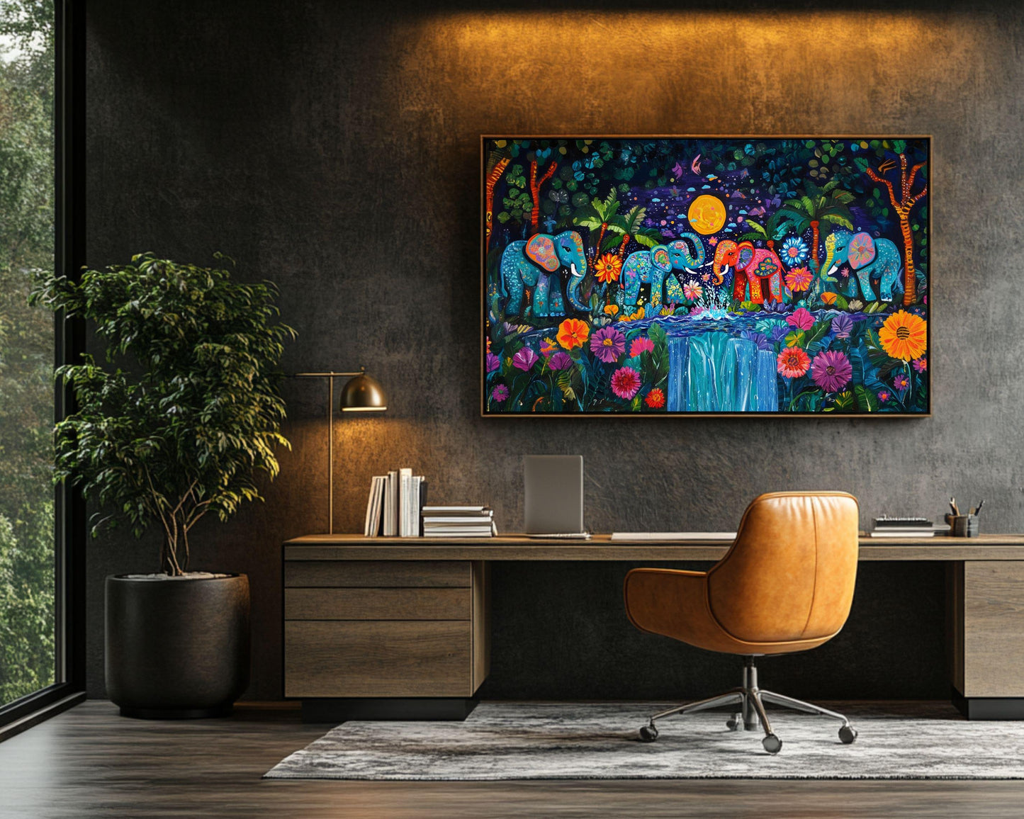Elephant Jungle Family African American Wall Art