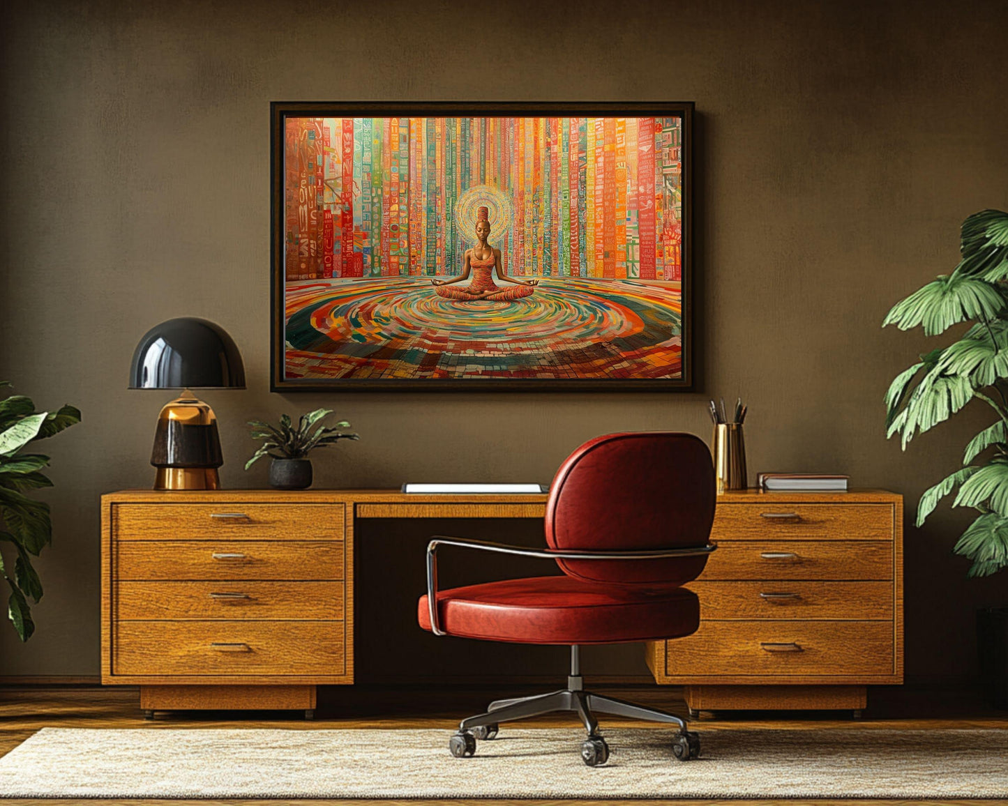 Colorful Meditative Black Woman African American Wall Art