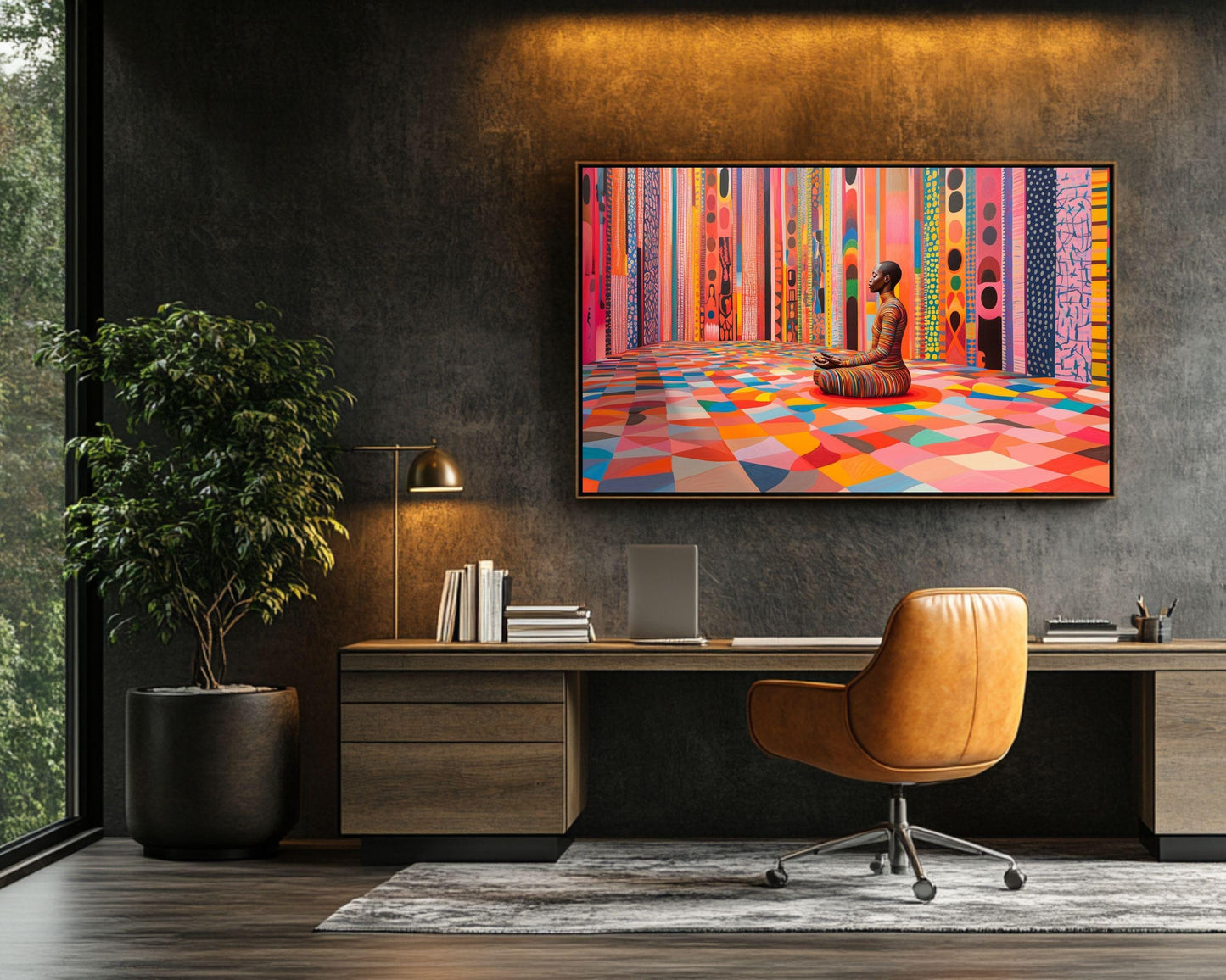 Meditative Black Man African American Abstract Wall Art