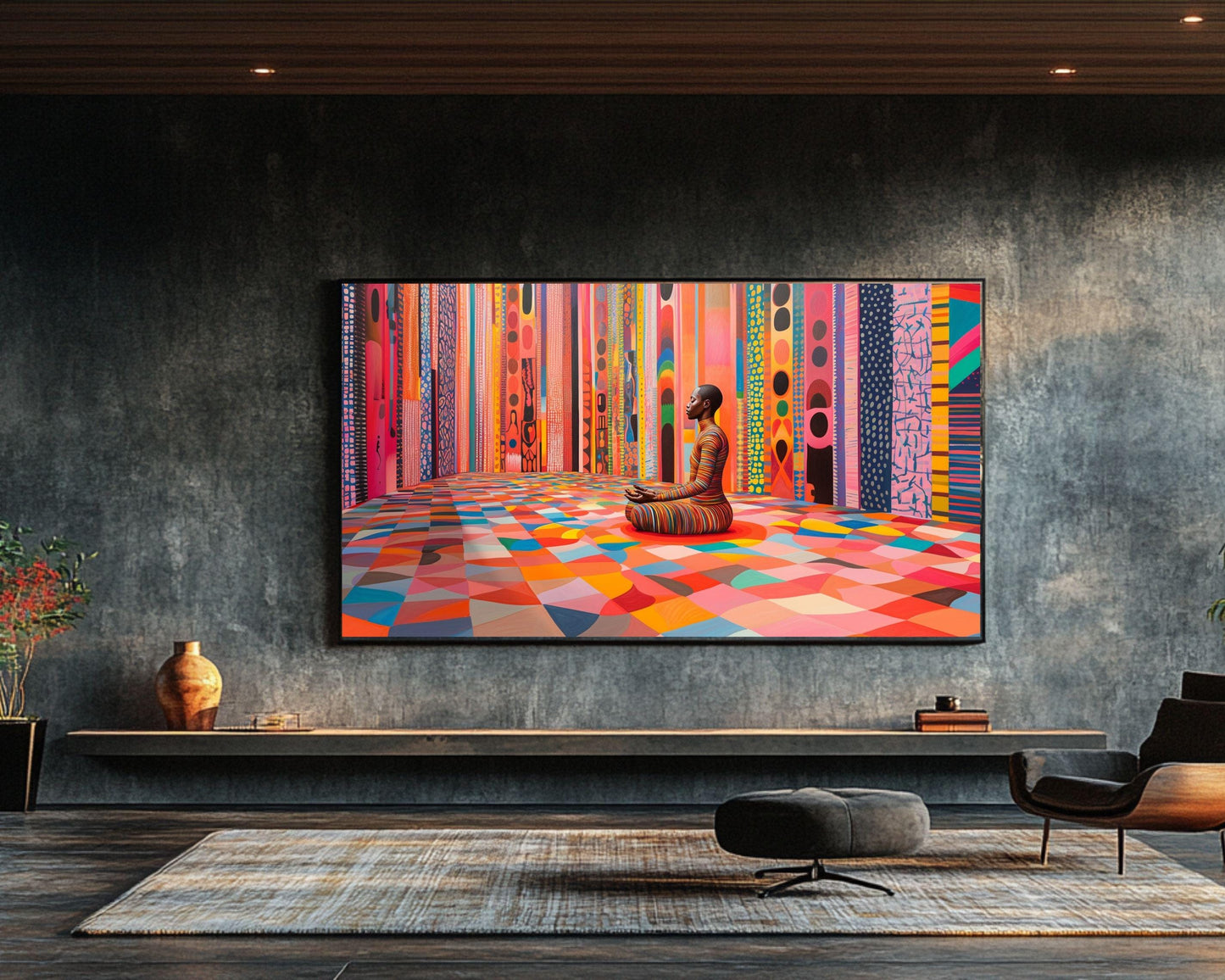 Meditative Black Man African American Abstract Wall Art