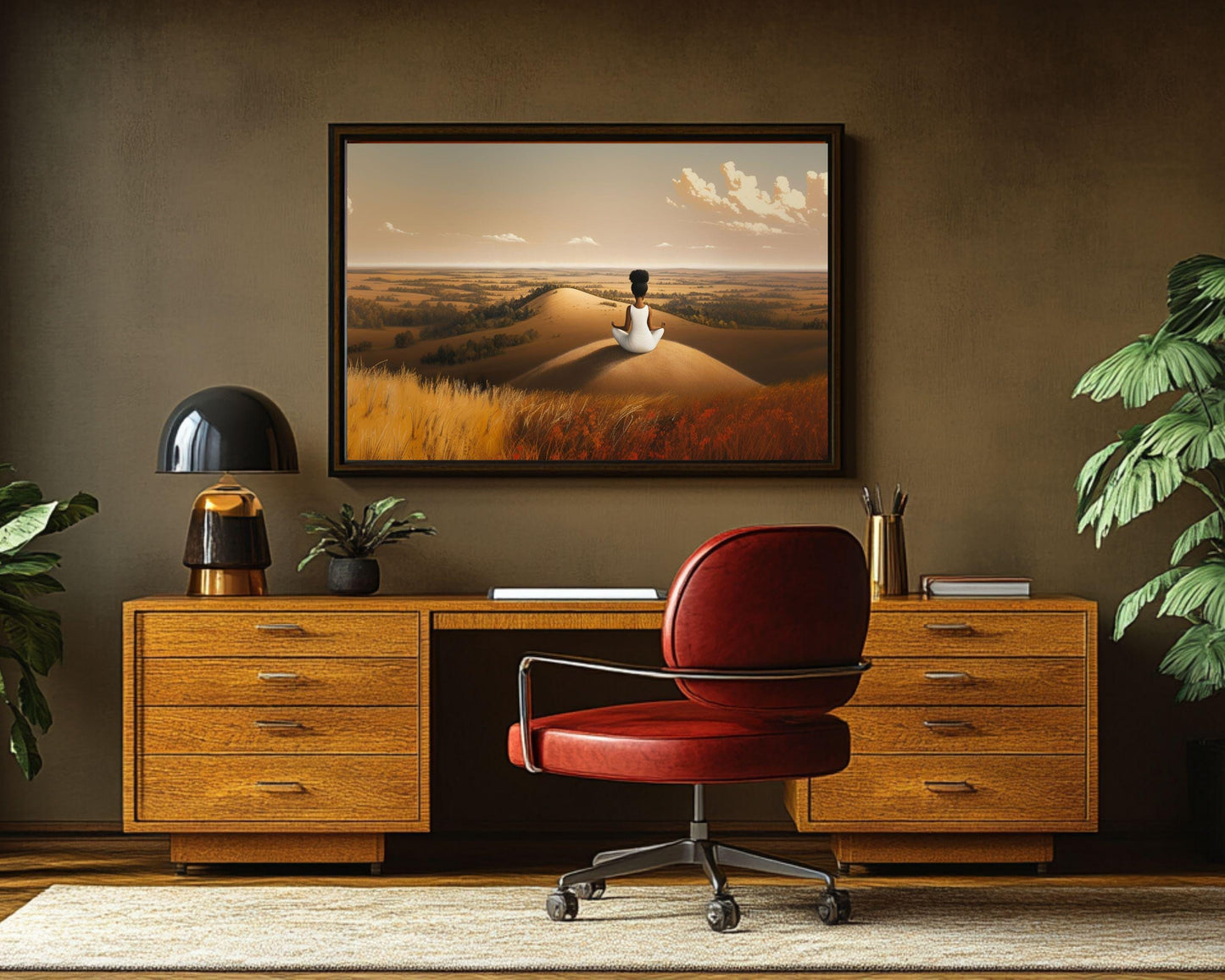 Meditative Black Woman African American Landscape Wall Art