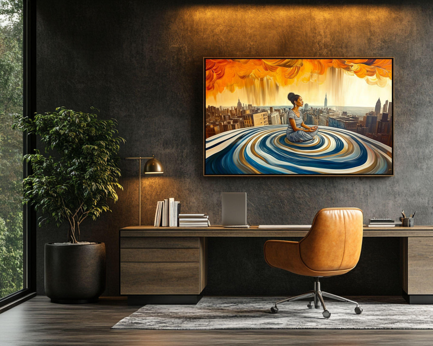 Meditative Black Woman Urban Abstract African American Wall Art