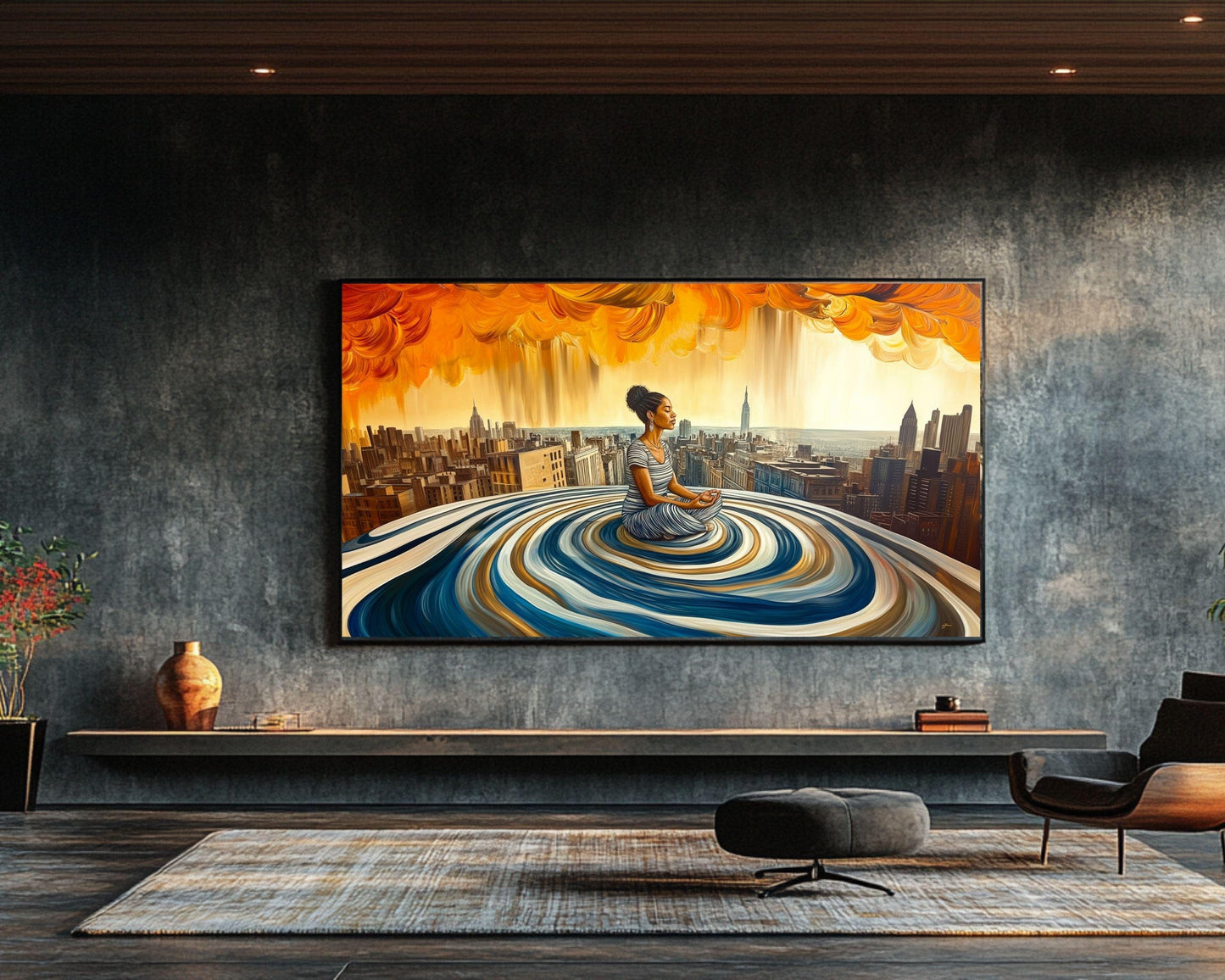 Meditative Black Woman Urban Abstract African American Wall Art