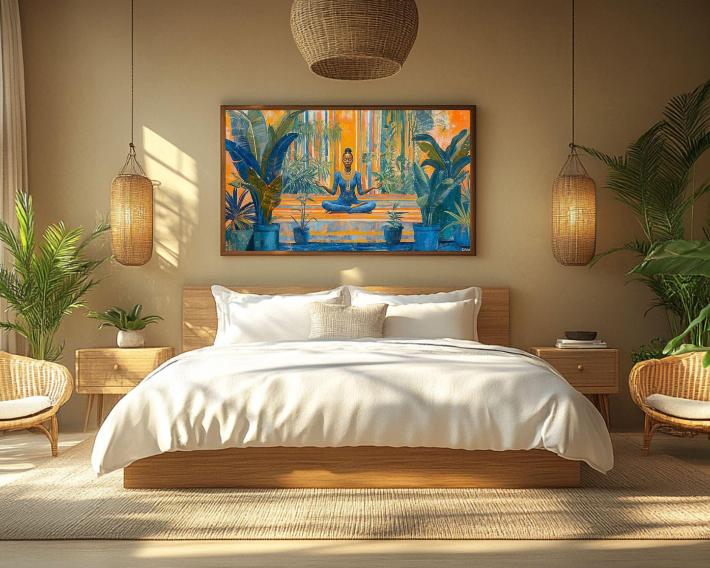 Meditating Black Woman African American Wall Art Canvas