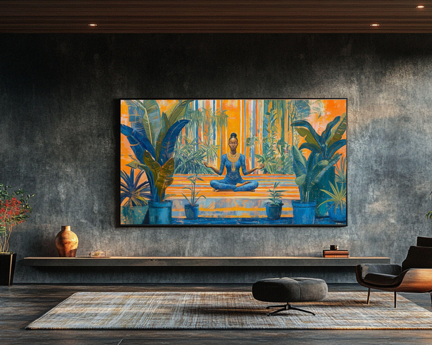 Meditating Black Woman African American Wall Art Canvas