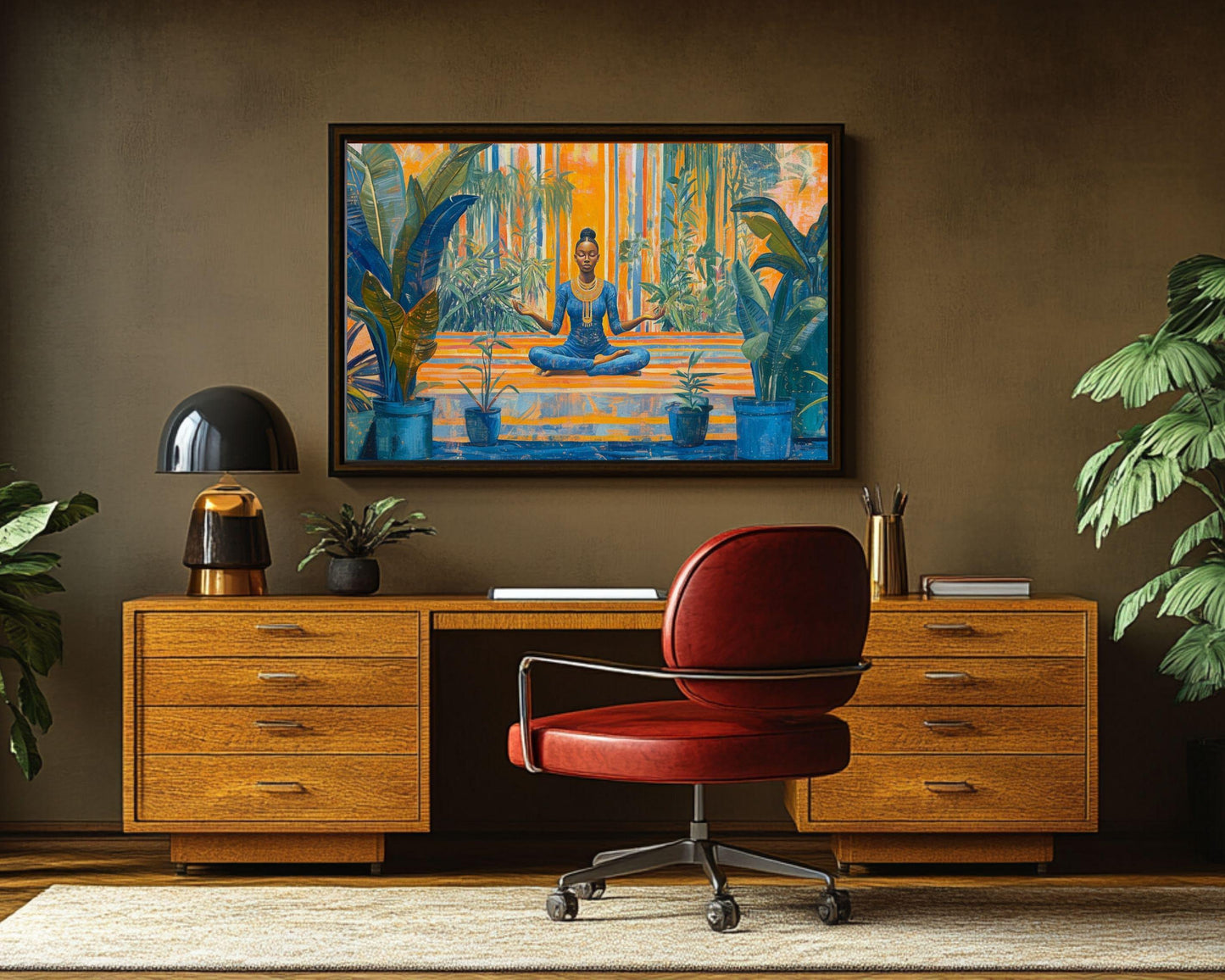 Meditating Black Woman African American Wall Art Canvas