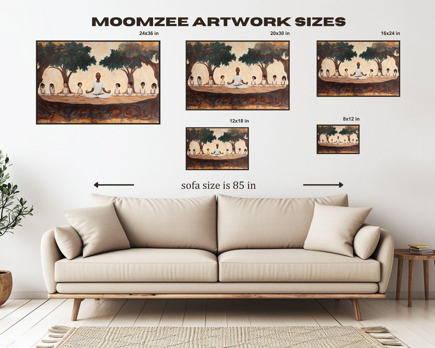 Black Father and Children Meditation Wall Art