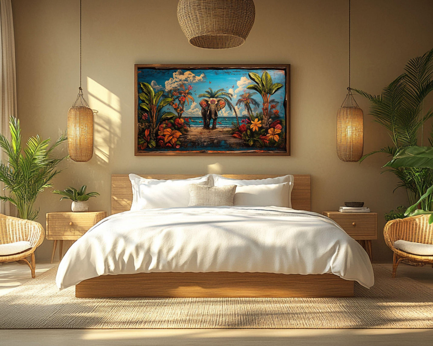 Tropical Elephant Black Art Afrocentric African American Wall Decor