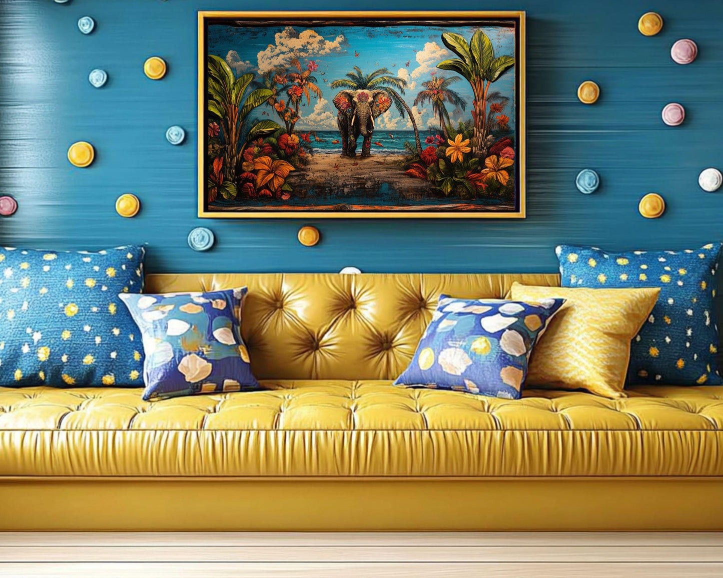 Tropical Elephant Black Art Afrocentric African American Wall Decor