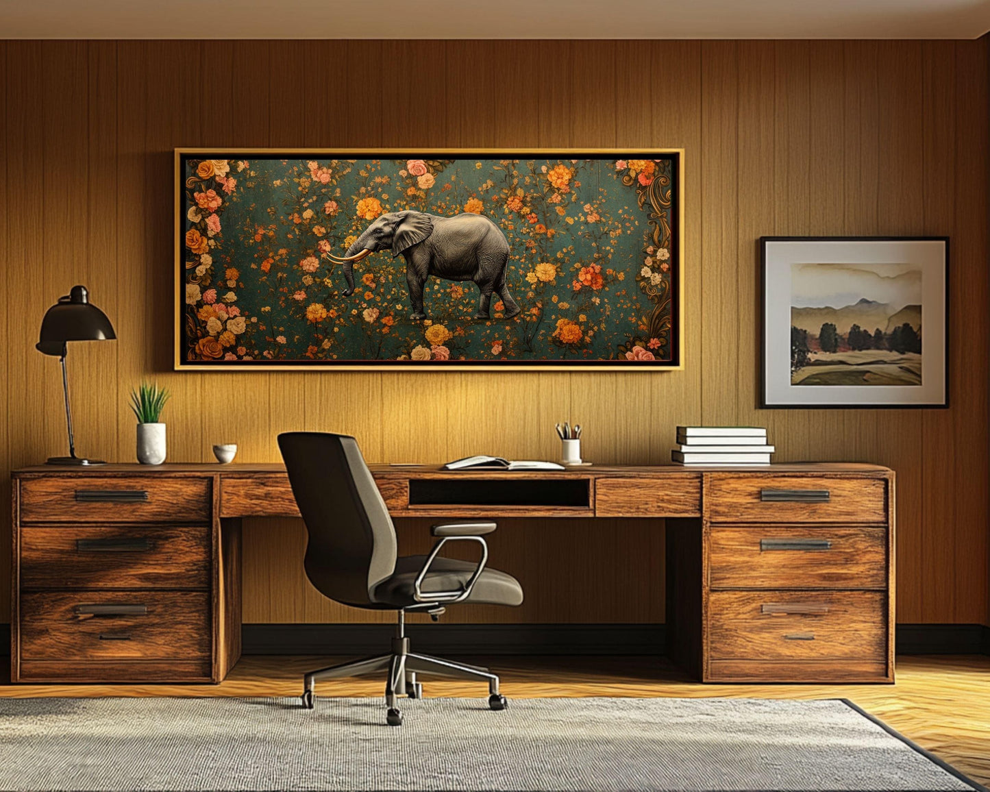 Floral Elephant African American Wall Art
