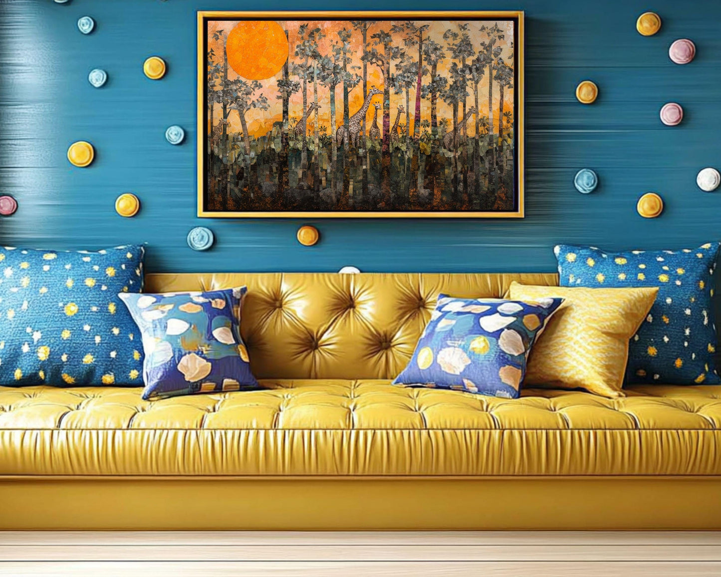 Giraffe Forest Canvas Black Art African American Wall Decor