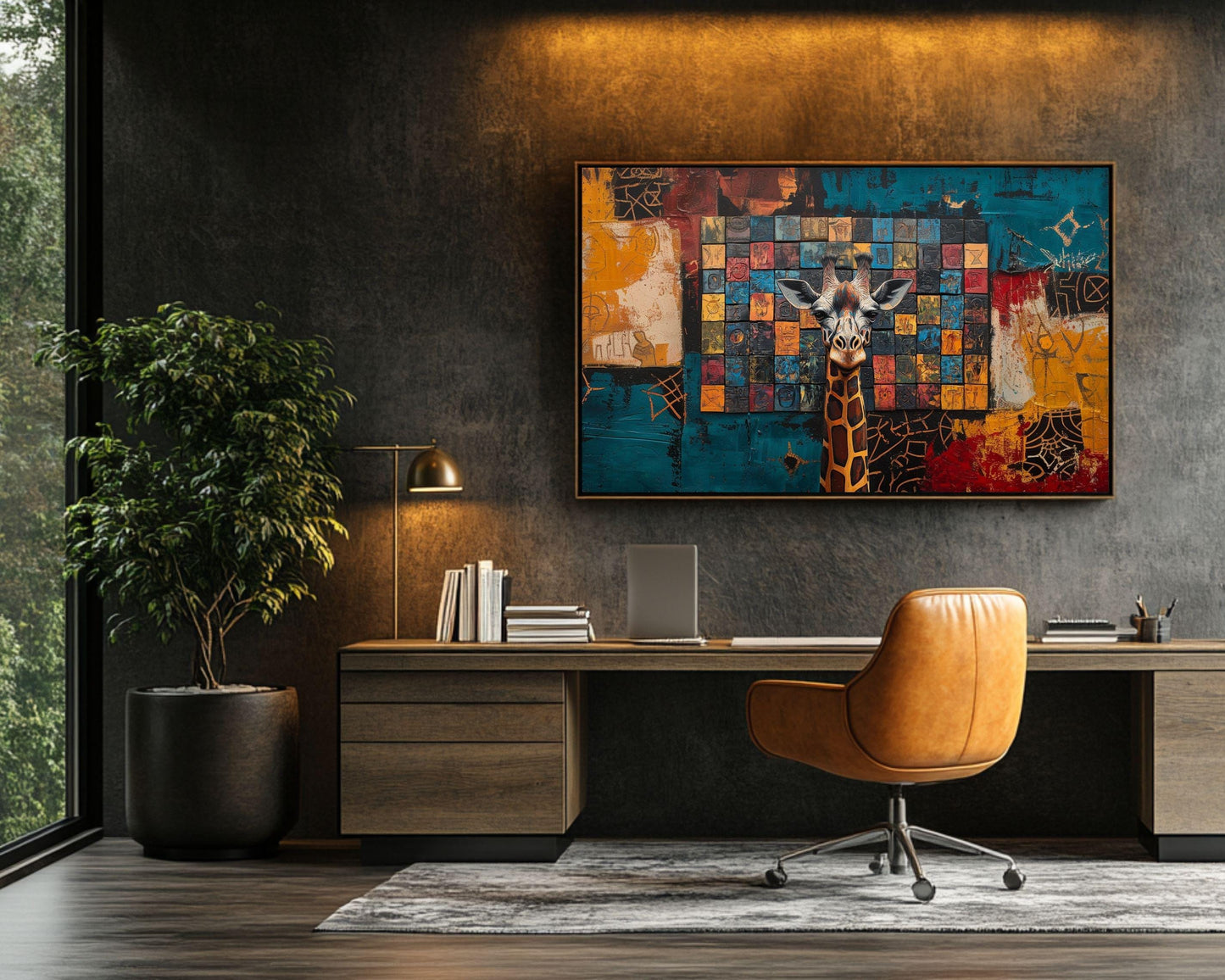 Abstract Giraffe African American Wall Art Canvas Print