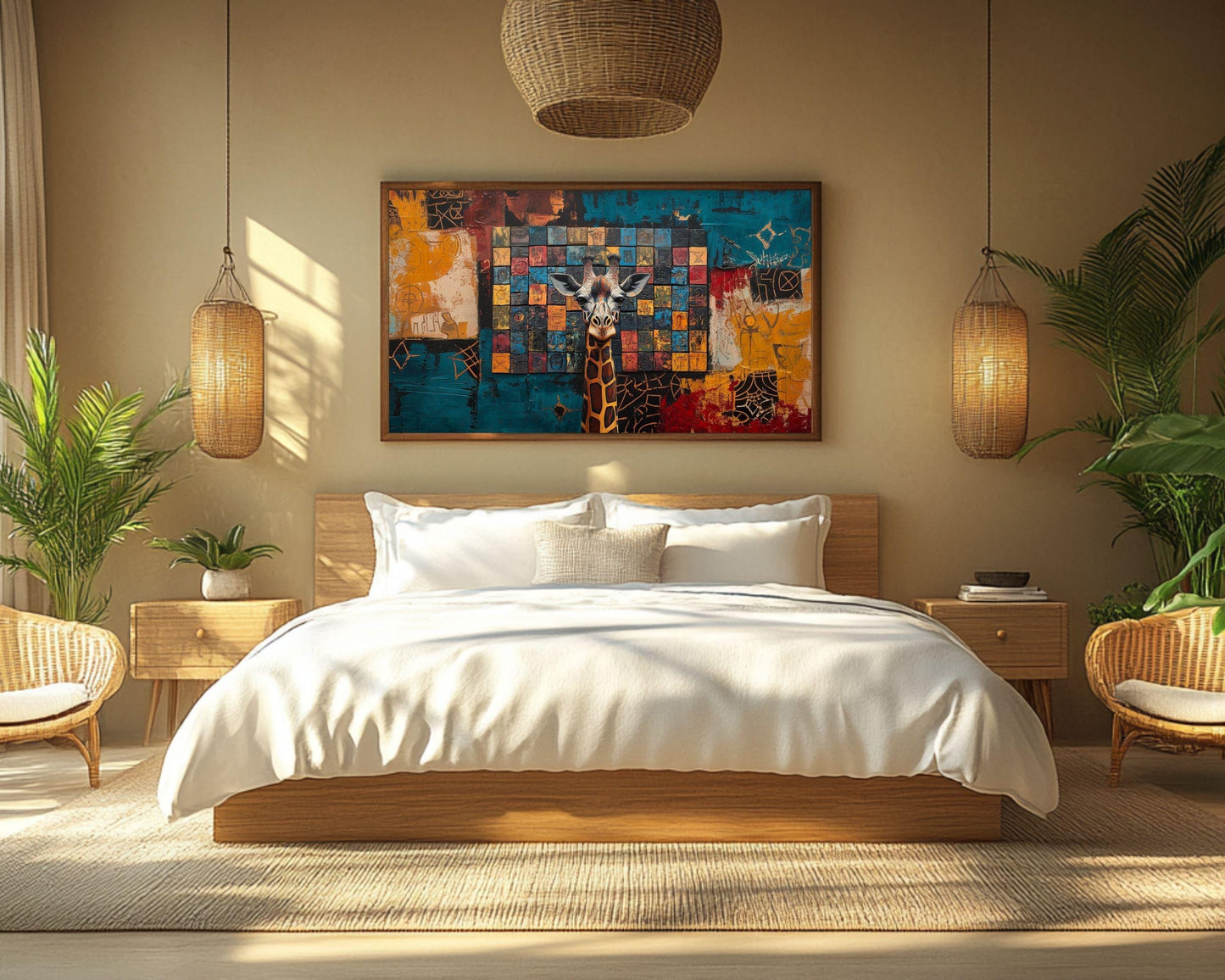 Abstract Giraffe African American Wall Art Canvas Print