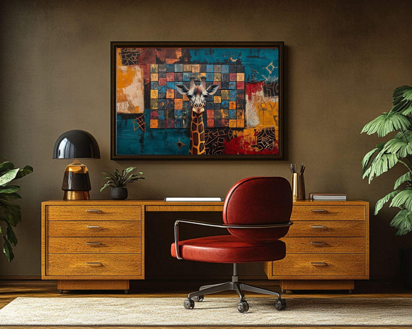 Abstract Giraffe African American Wall Art Canvas Print