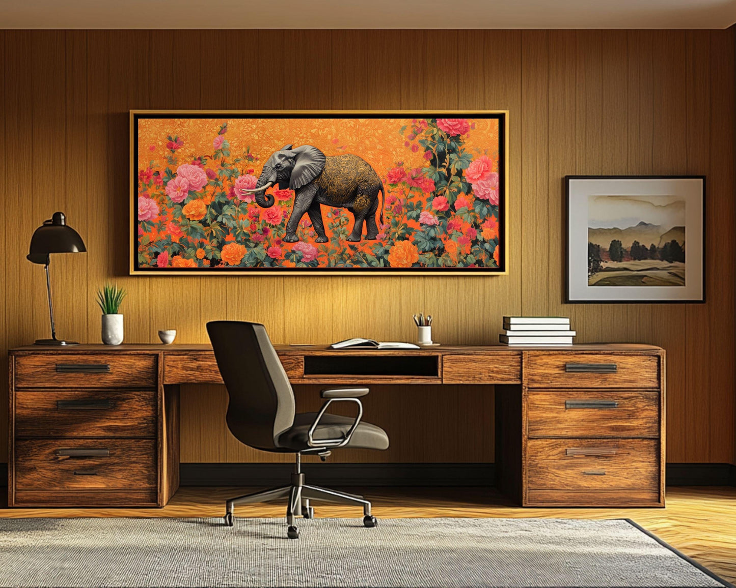 Jungle Elephant Floral African American Wall Art