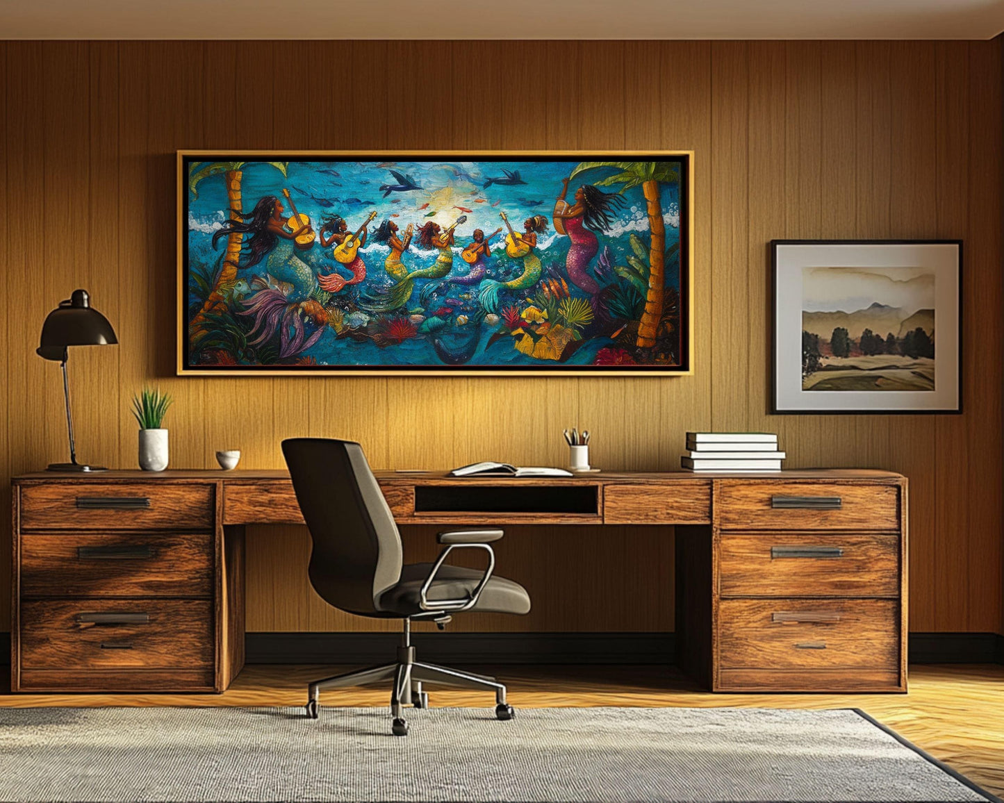 Haitian Folk Art Mermaids Black Artwork African American Wall Art