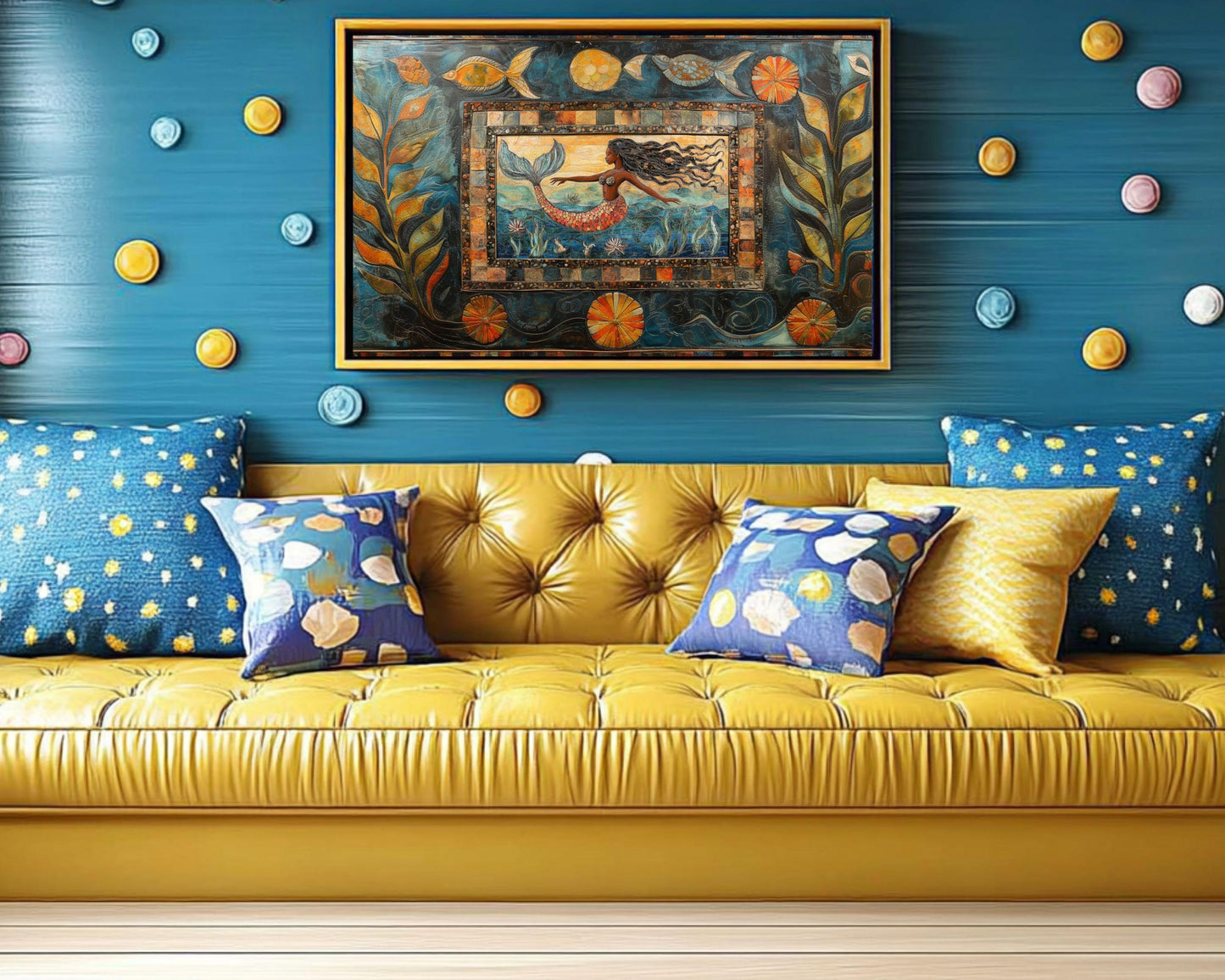 Ocean Mermaid Black Art African American Wall Art Canvas