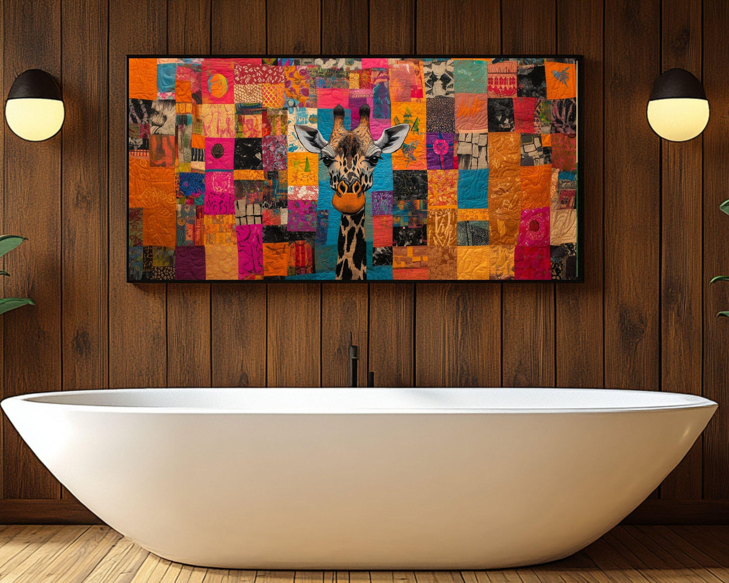 Patchwork Giraffe African American Wall Art
