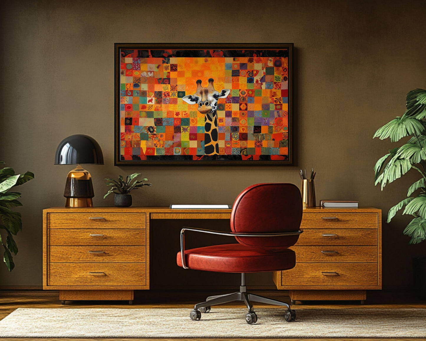 Colorful Quilt Giraffe African American Wall Art