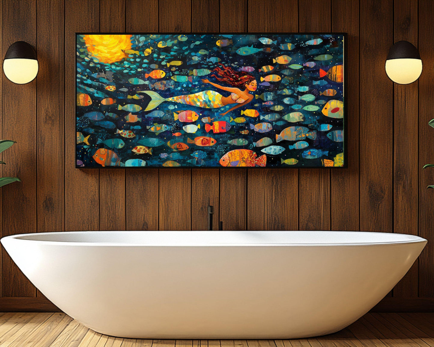African American Wall Art Folk Art Mermaid Canvas