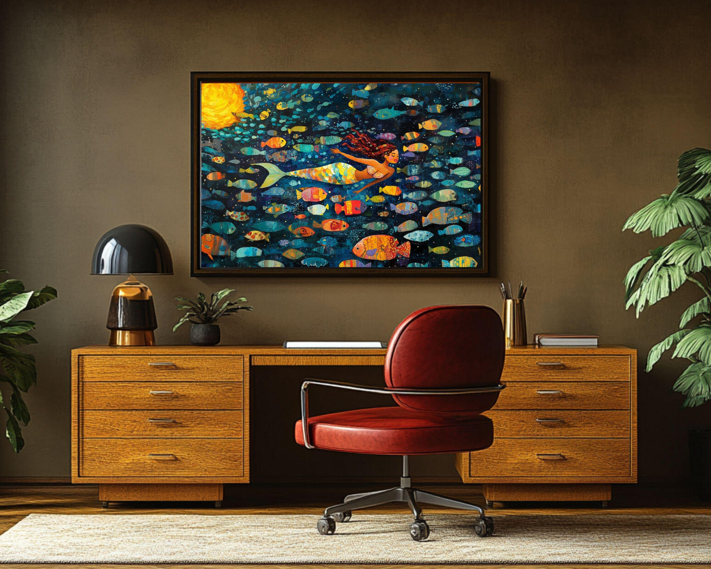 African American Wall Art Folk Art Mermaid Canvas