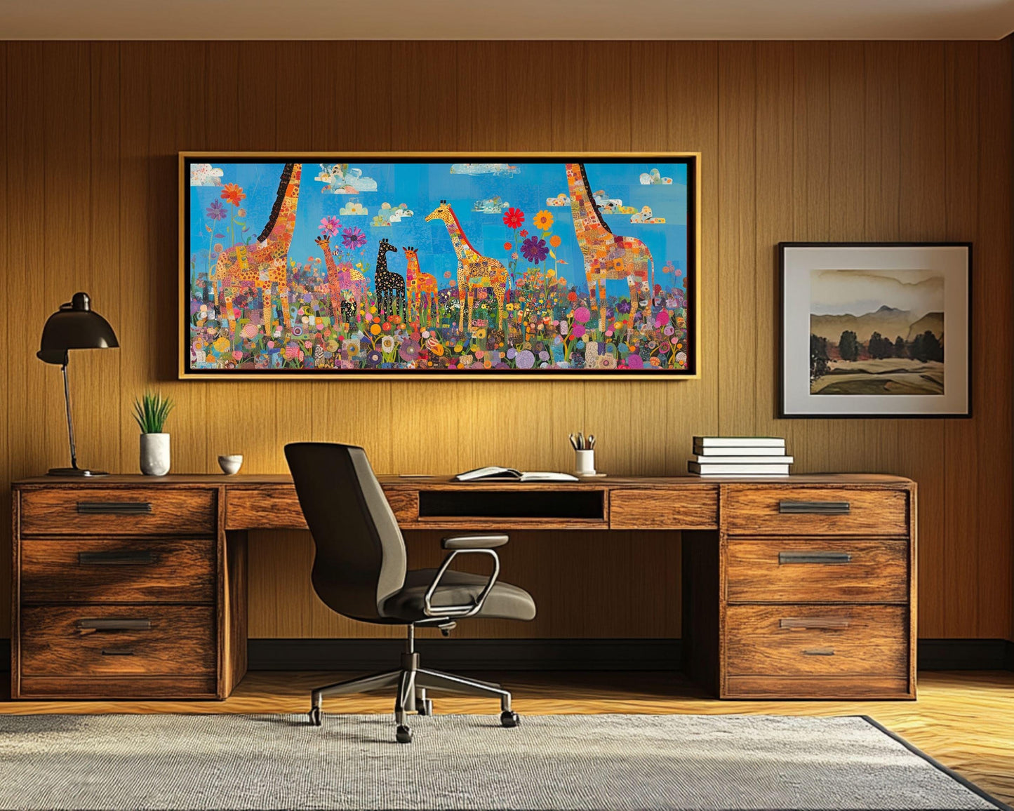 Giraffe Family African American Wall Art Canvas Print