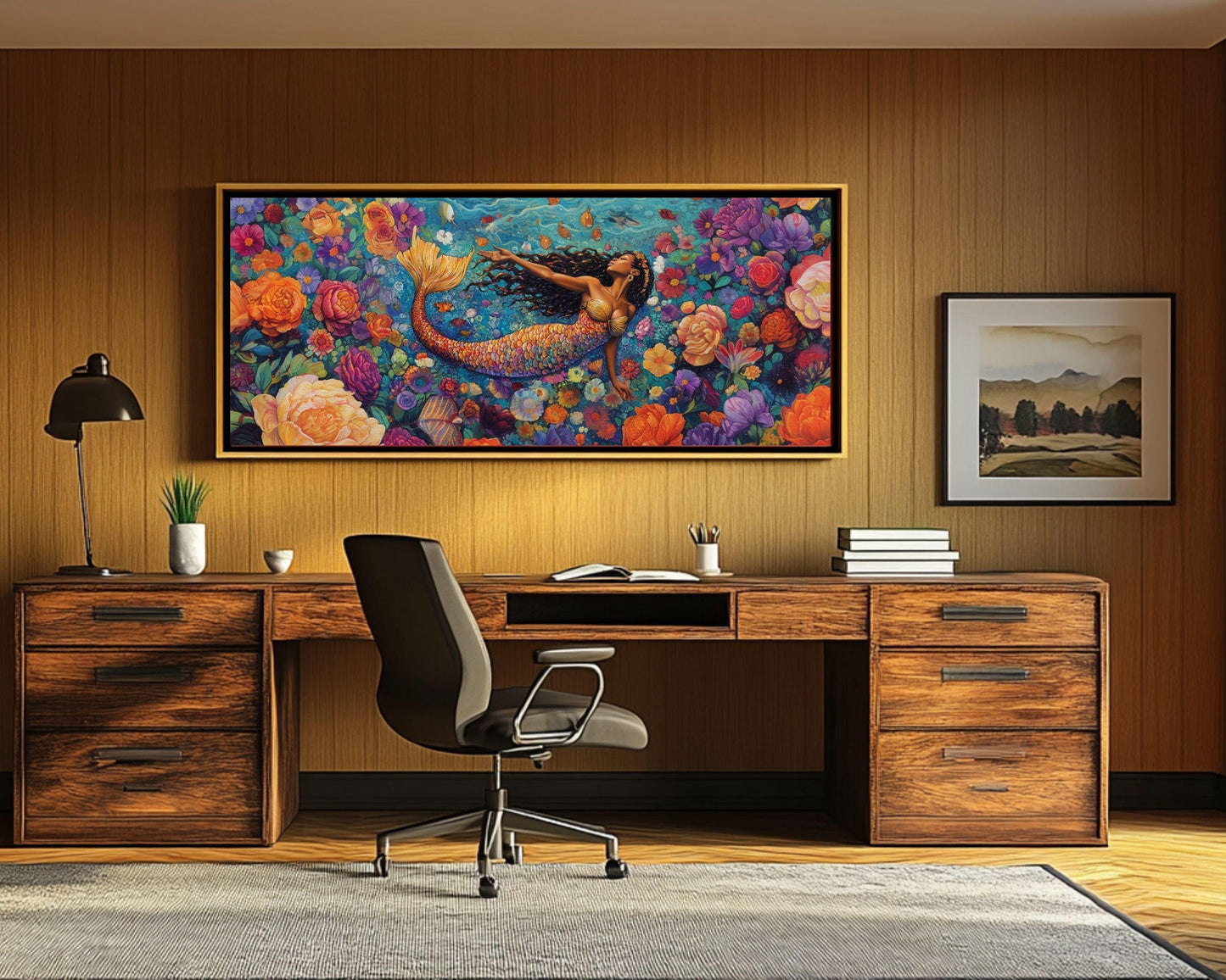 African American Mermaid Wall Art Canvas Print