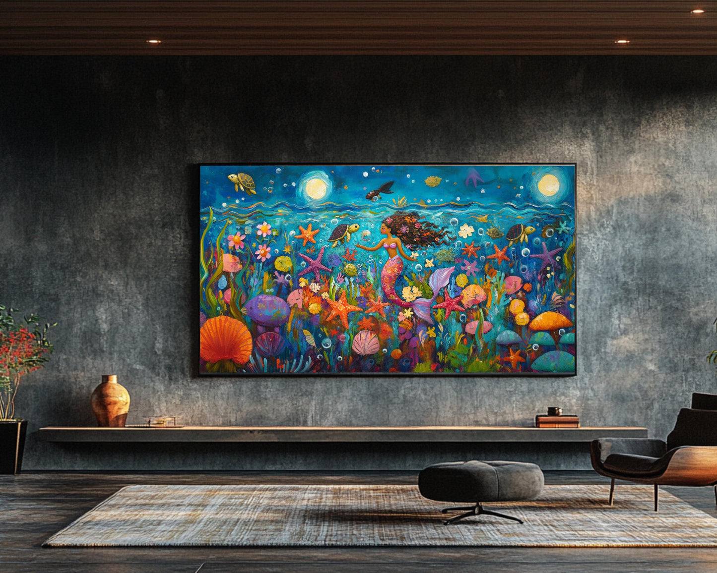 Black Mermaid African American Wall Art Canvas Print