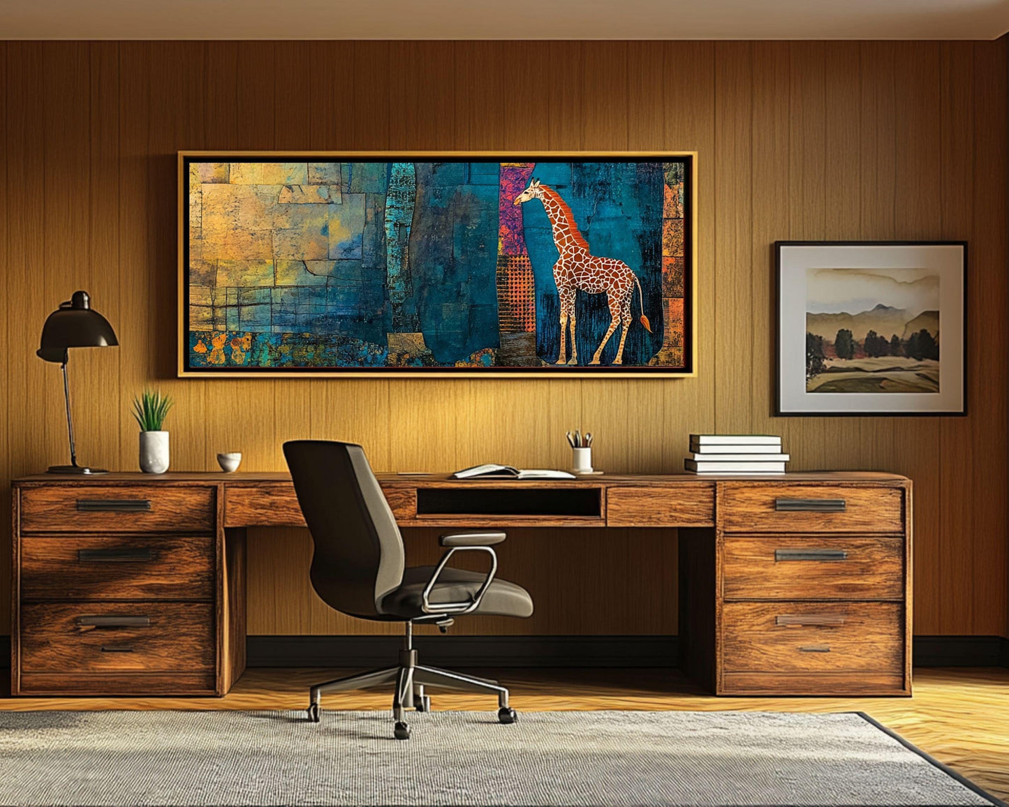 Giraffes Abstract Trees Black Art African American Wall Art