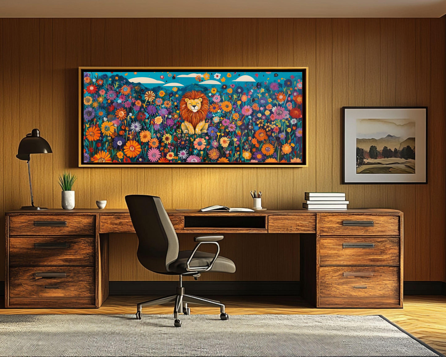 Smiling Lion African American Wall Art Colorful Canvas