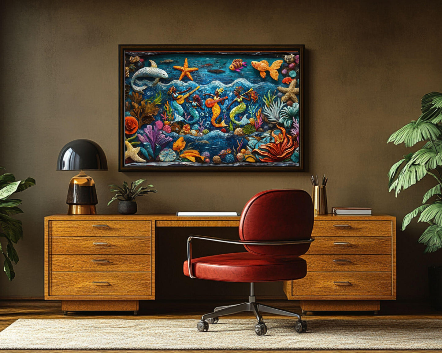 Haitian Mermaid Music Black Art Caribbean Wall Art Canvas