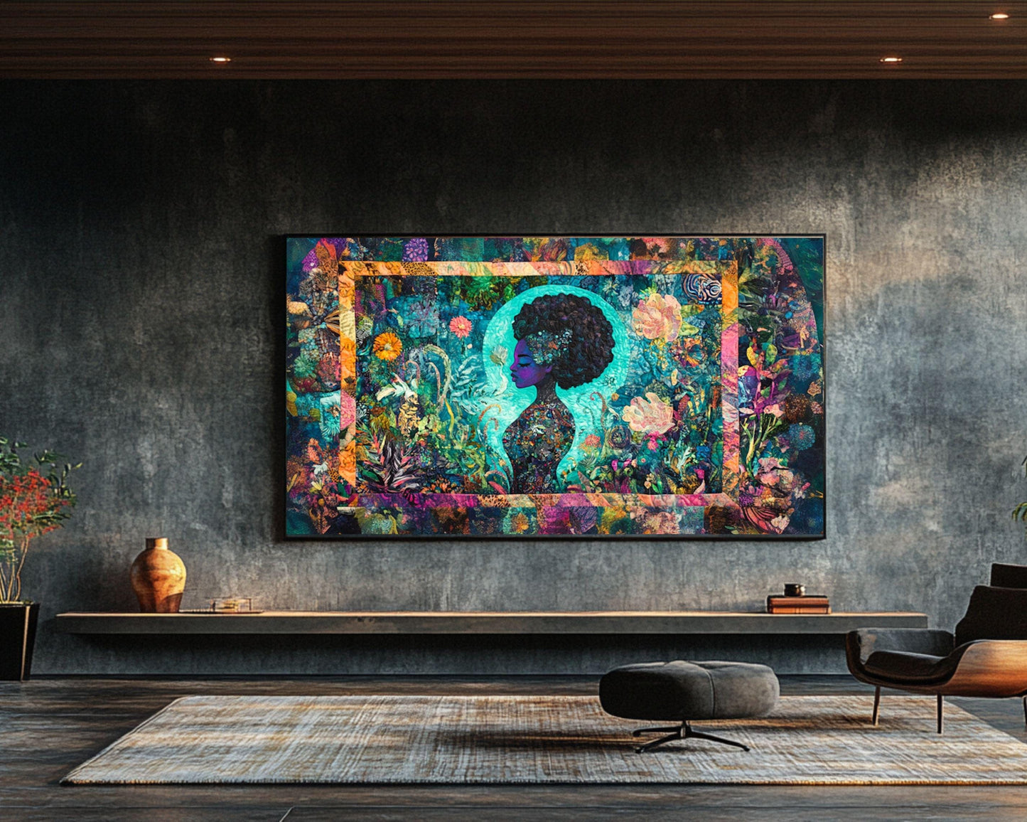 Vibrant Black Art African American Wall Art Floral Canvas