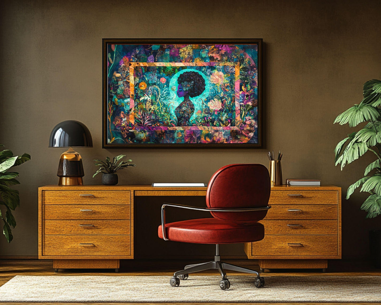 Vibrant Black Art African American Wall Art Floral Canvas