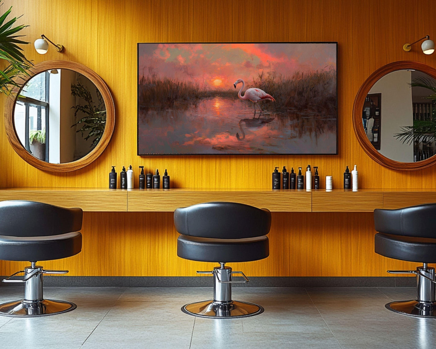 Wetlands Flamingo African American Wall Art Canvas Print