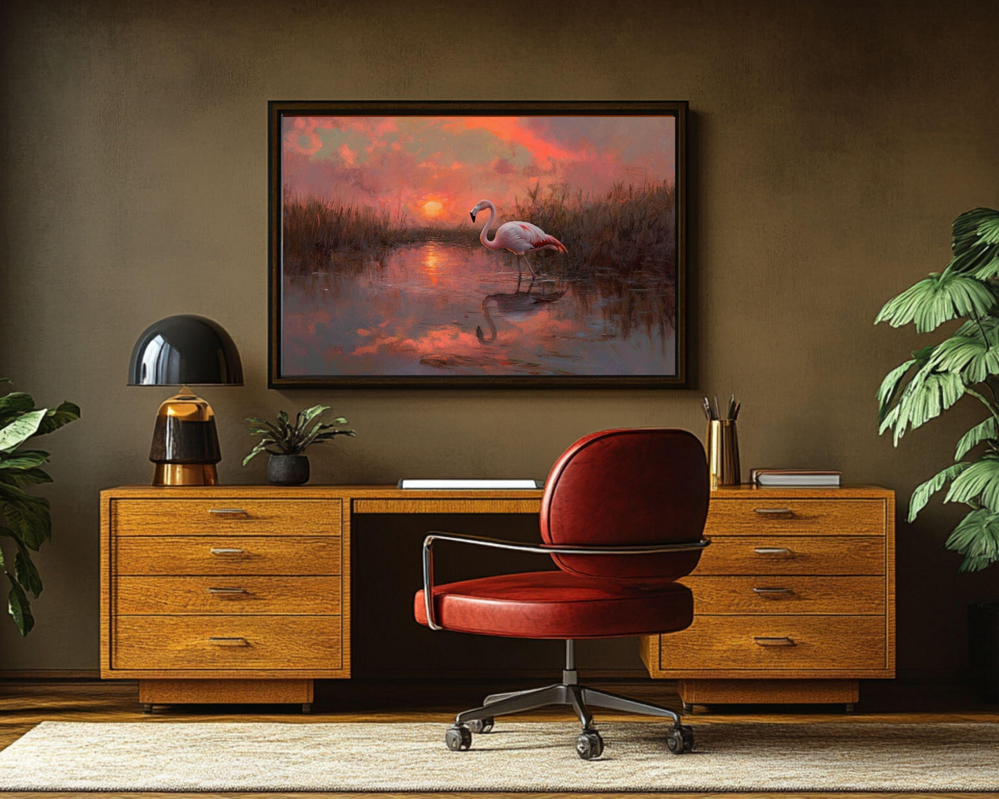 Wetlands Flamingo African American Wall Art Canvas Print