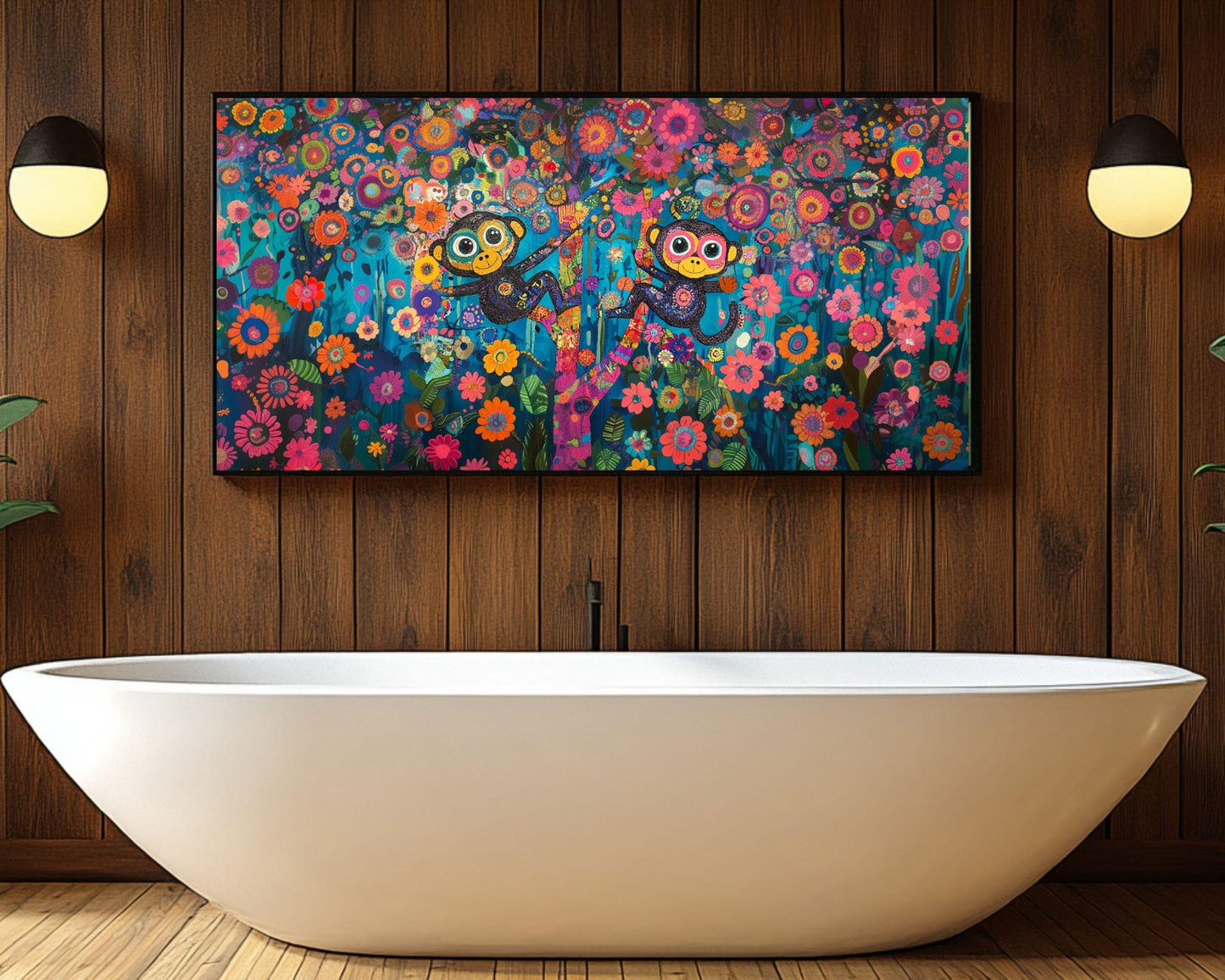 Playful Monkeys African American Wall Art Canvas Print