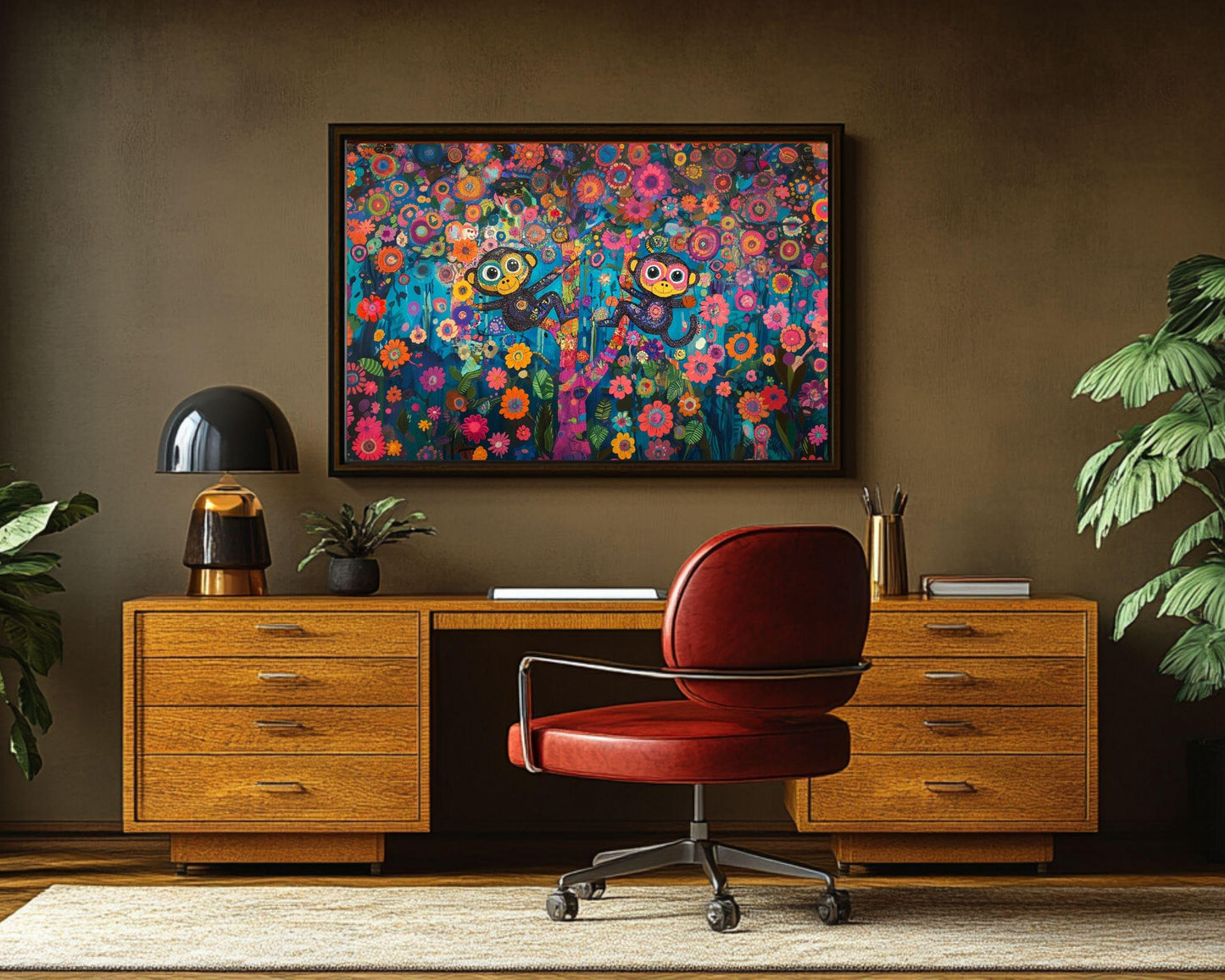 Playful Monkeys African American Wall Art Canvas Print