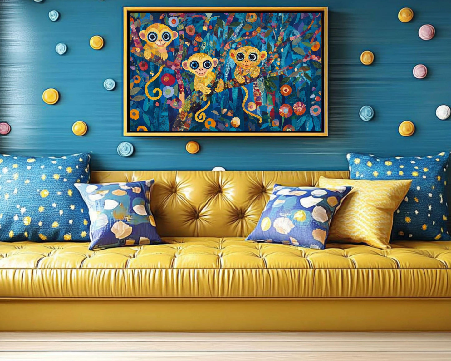 Cheerful Monkeys African American Wall Art Canvas Print