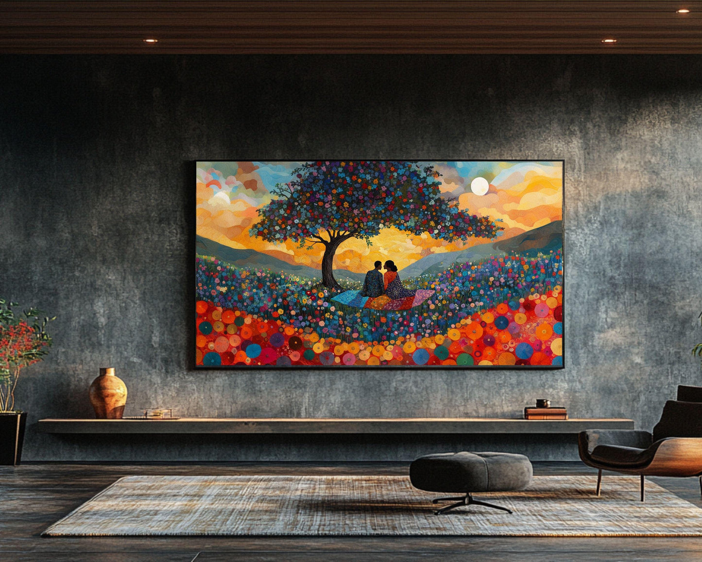 Romantic Sunset Picnic African American Wall Art