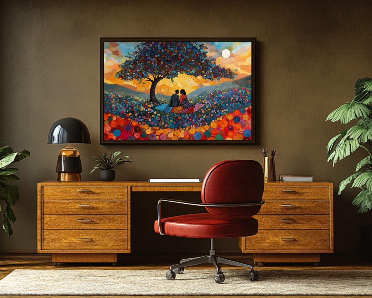 Romantic Sunset Picnic African American Wall Art