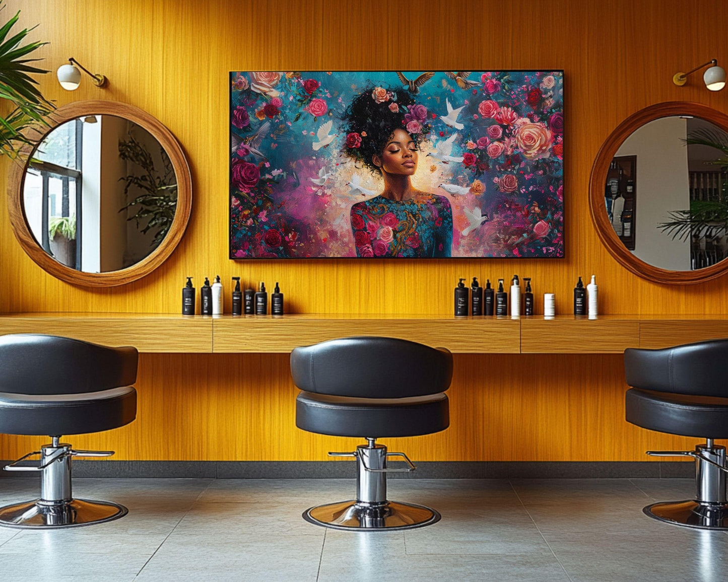 Goddess with Roses African American Wall Art